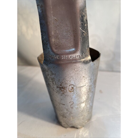 Vintage Flower Bulb Hole Digger Planter Garden Tool Red Wood Handle 3" Depth - Picture 2 of 5